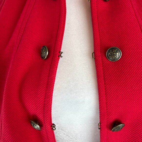Talbots Women 6P Red Military Jacket Cotton Blend Buttons Twill Classic Holiday - Picture 11 of 16